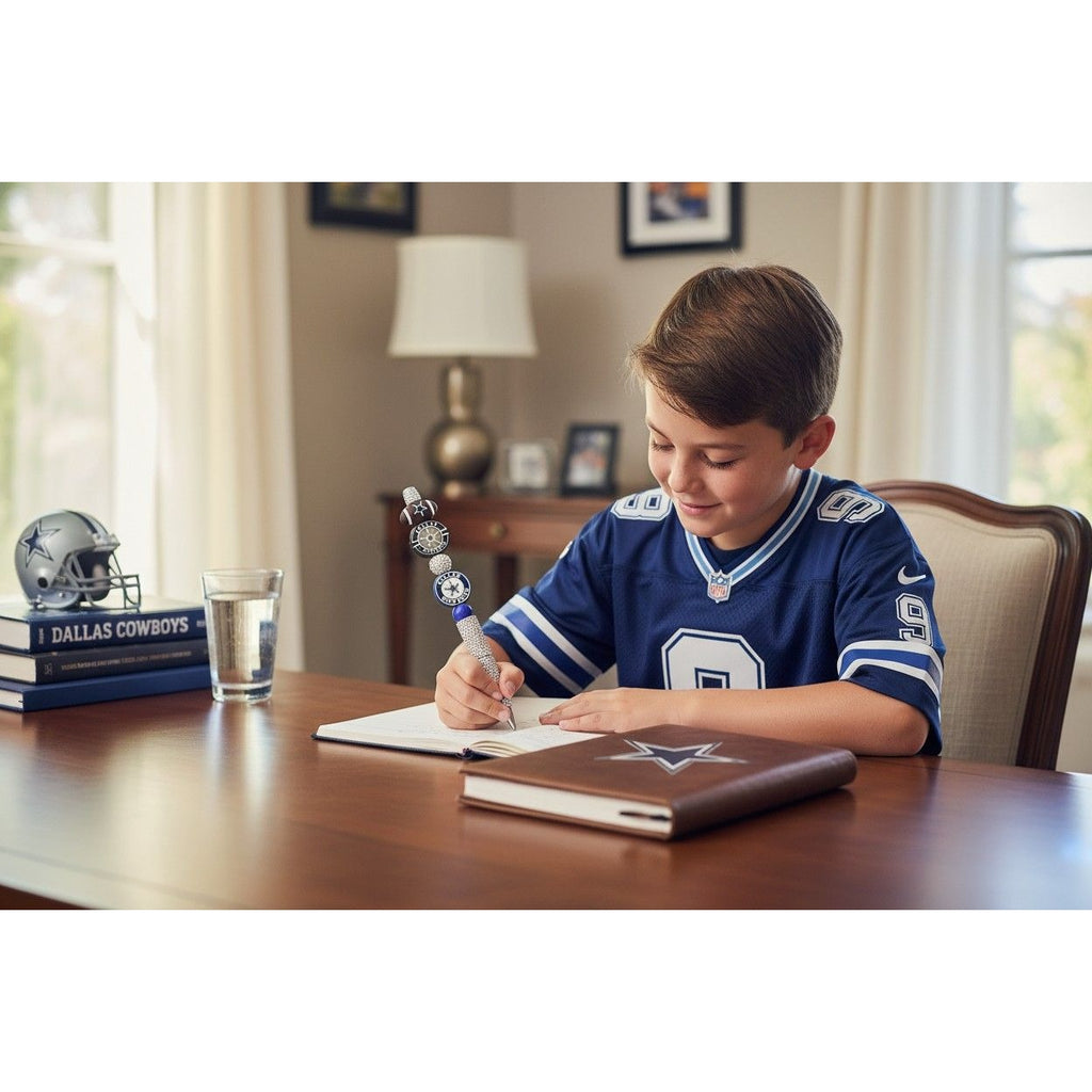 Dallas Cowboys Bedazzled Football Fan Pen With Team Logos & Rhinestones