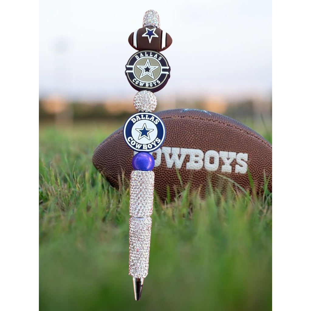 Dallas Cowboys Bedazzled Football Fan Pen With Team Logos & Rhinestones