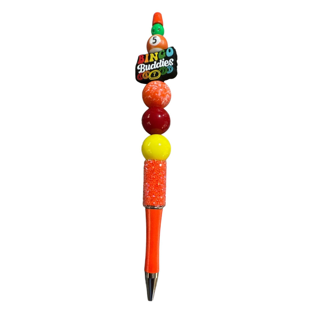 Bingo Buddies Ballpoint Pen With Colorful Beads & Glitter Handle Fun Novelty Design For Bingo Enthusiasts
