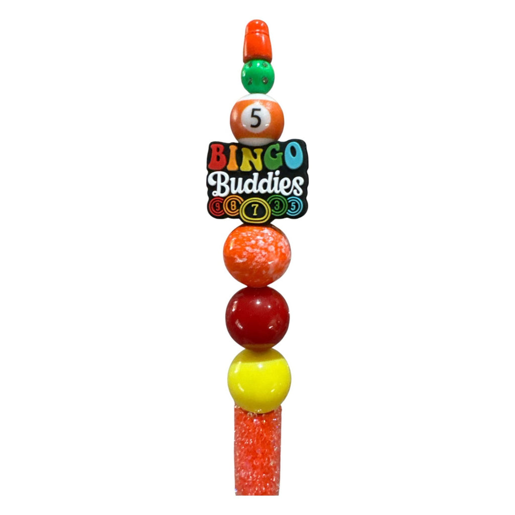 Bingo Buddies Ballpoint Pen With Colorful Beads & Glitter Handle Fun Novelty Design For Bingo Enthusiasts