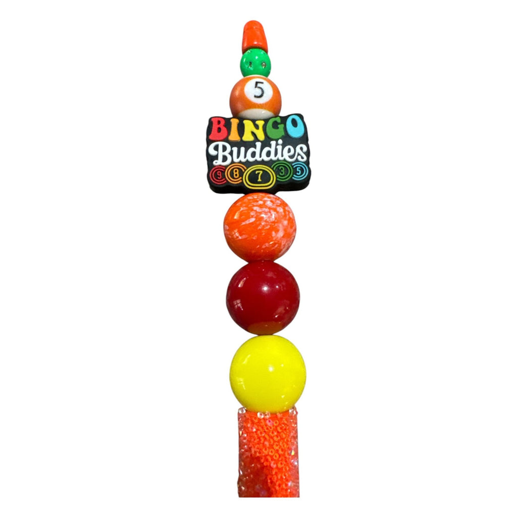 Bingo Buddies Ballpoint Pen With Colorful Beads & Glitter Handle Fun Novelty Design For Bingo Enthusiasts