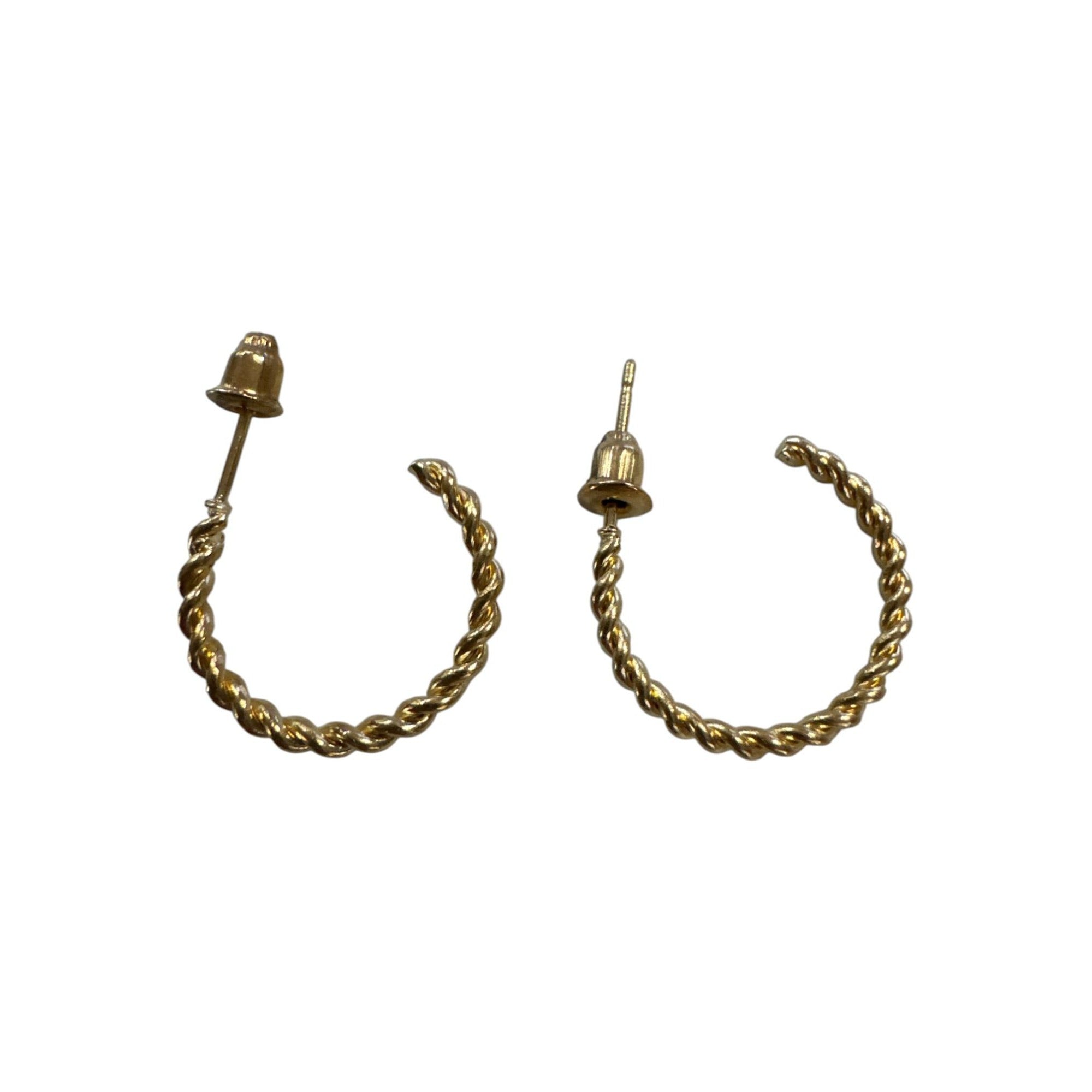 Twisted Gold-Tone Hoop Earrings With Push-Back Closure