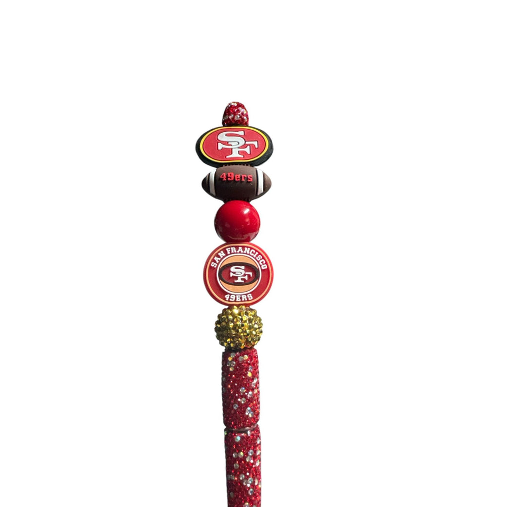 San Francisco 49ers Bedazzled Ballpoint Pen With Team Logo Beads & Glitter Handle Ideal For Gifting Or Collecting