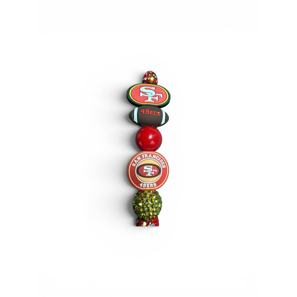 San Francisco 49ers Bedazzled Ballpoint Pen With Team Logo Beads & Glitter Handle Ideal For Gifting Or Collecting