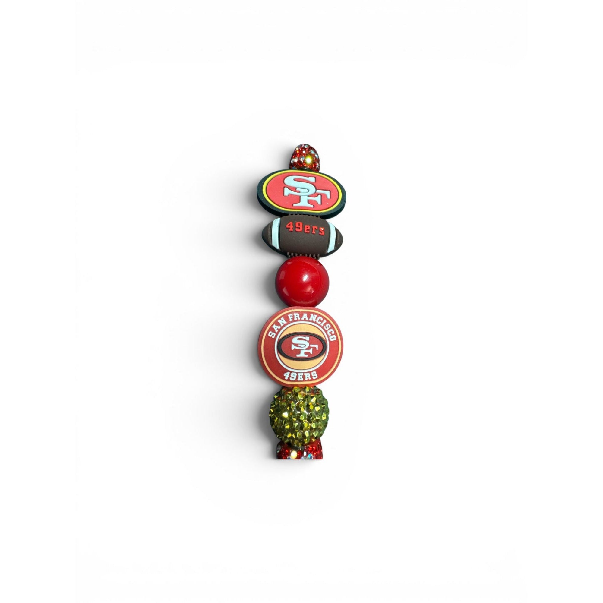 San Francisco 49ers Bedazzled Ballpoint Pen With Team Logo Beads & Glitter Handle Ideal For Gifting Or Collecting