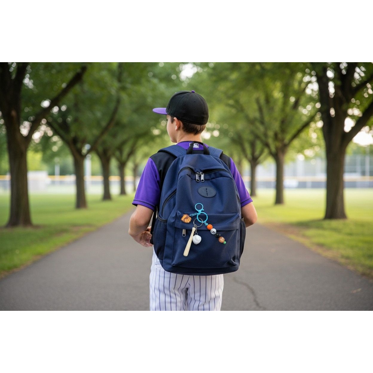 Colorado Rockies Baseball-Themed Keychain With Bat Ball Mitt & Beaded Charms - Blue Clip For Backpack Or Bags