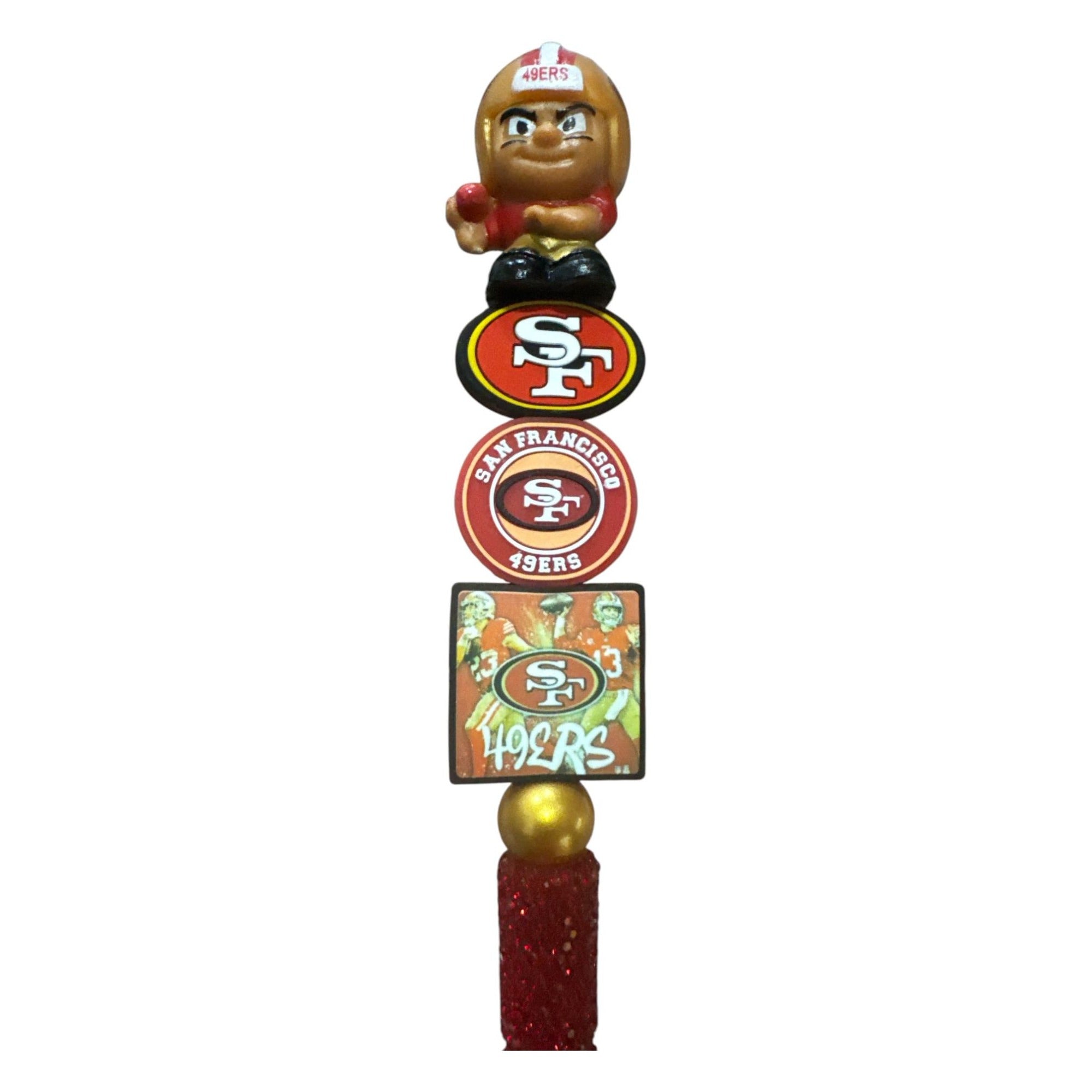 Kansas City Chiefs & San Francisco 49ers Themed Glitter Pens With Team Logos & Figurines