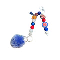Chicago Cubs Baseball Keychain With Beads Pom-Pom & Tassel Charm - Red White & Blue