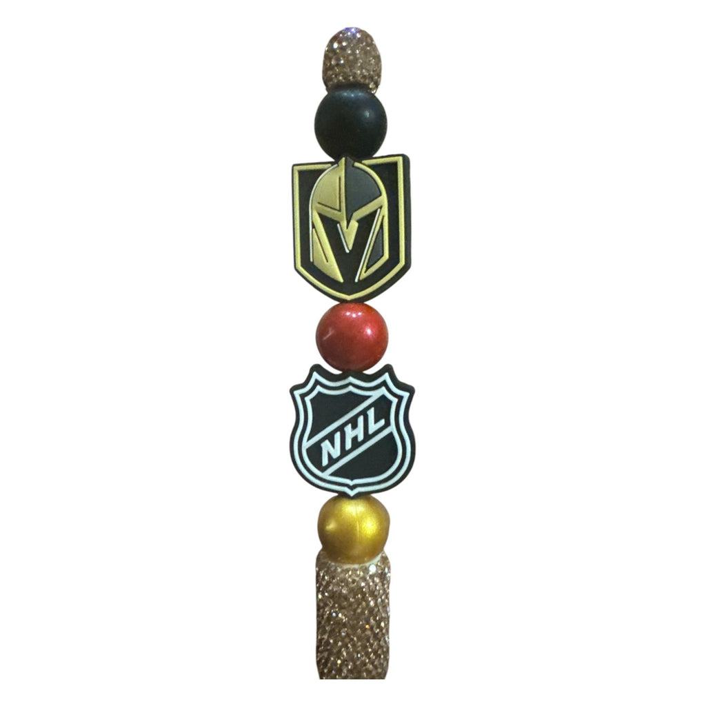 Vegas Golden Knights NHL Glitter Ballpoint Pen With Team Logos & Gold Accents