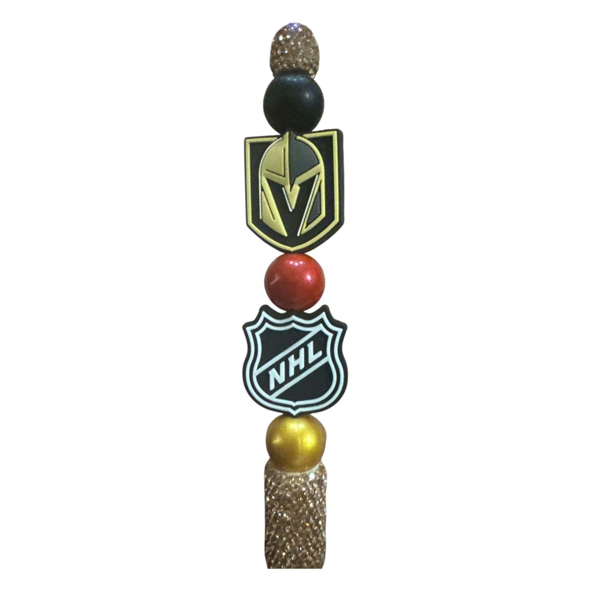 Vegas Golden Knights NHL Glitter Ballpoint Pen With Team Logos & Gold Accents