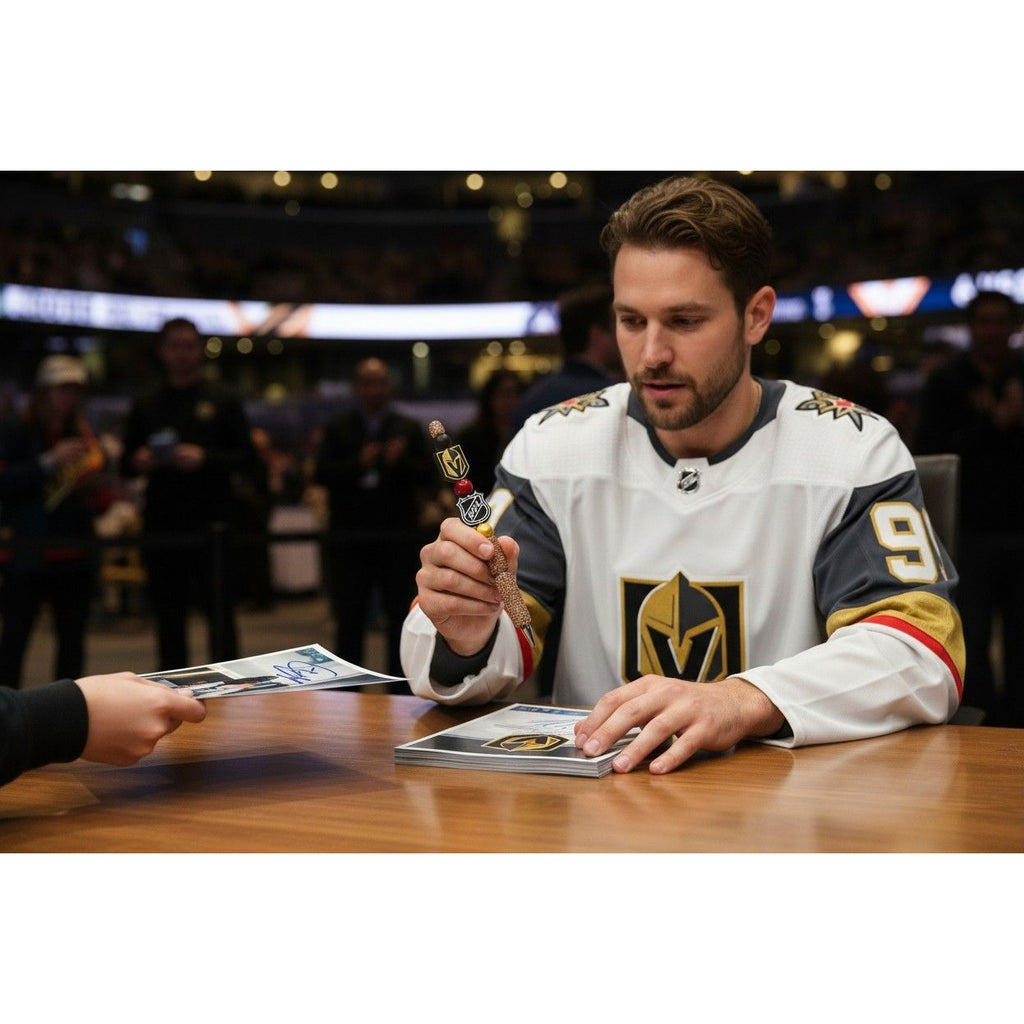 Vegas Golden Knights NHL Glitter Ballpoint Pen With Team Logos & Gold Accents