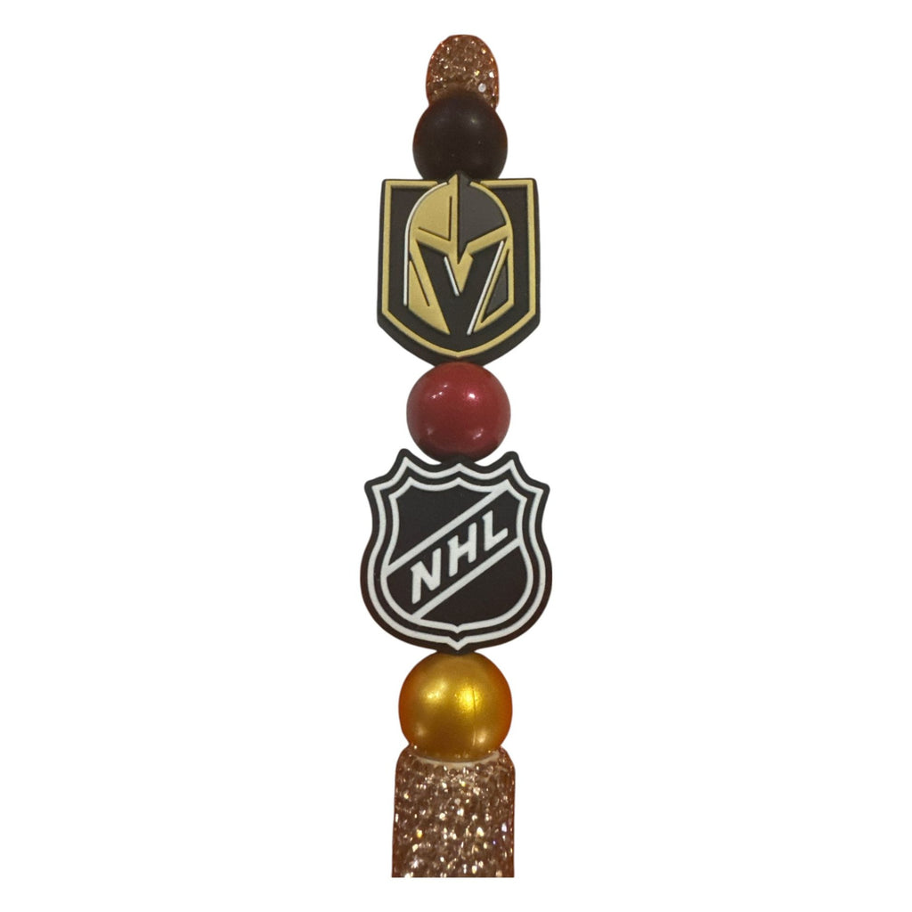 Vegas Golden Knights NHL Glitter Ballpoint Pen With Team Logos & Gold Accents