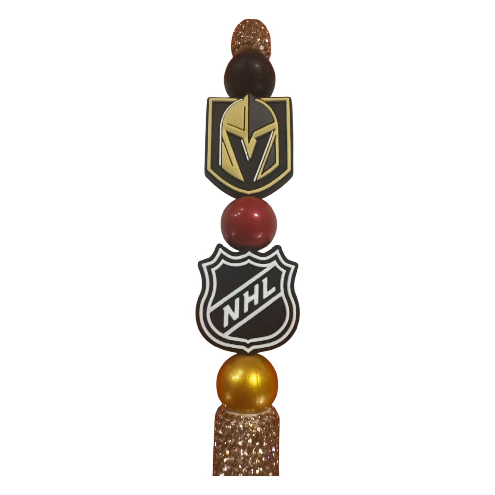 Vegas Golden Knights NHL Glitter Ballpoint Pen With Team Logos & Gold Accents
