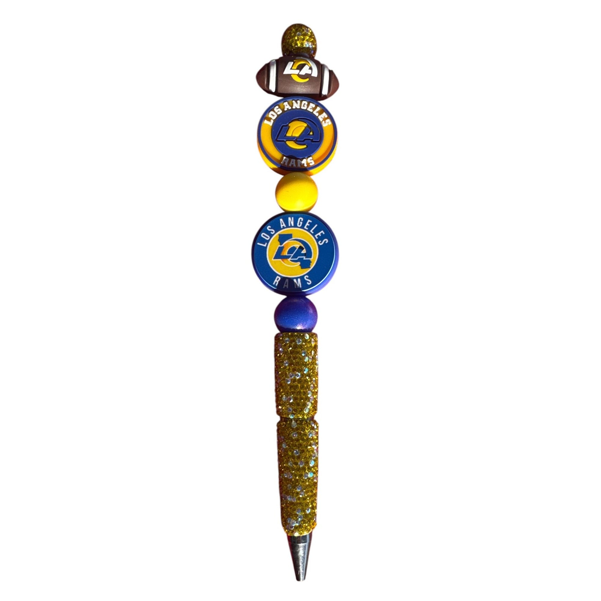 Los Angeles Rams Glitter Beaded Pen With Team Logo Accents - Great For Fans & Collectors