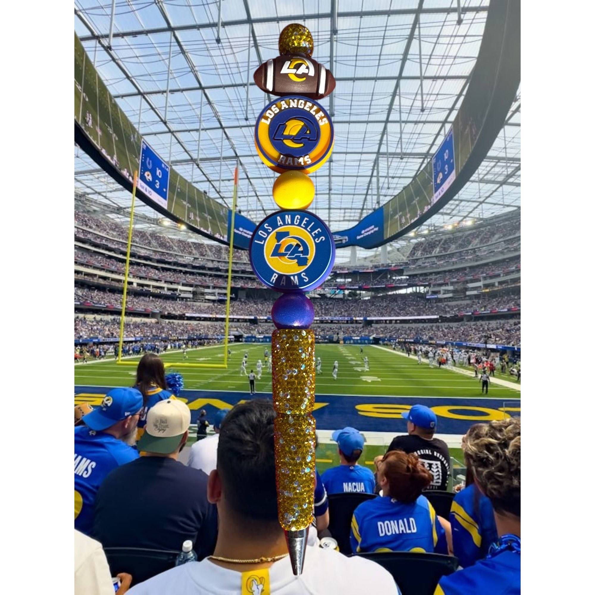 Los Angeles Rams Glitter Beaded Pen With Team Logo Accents - Great For Fans & Collectors
