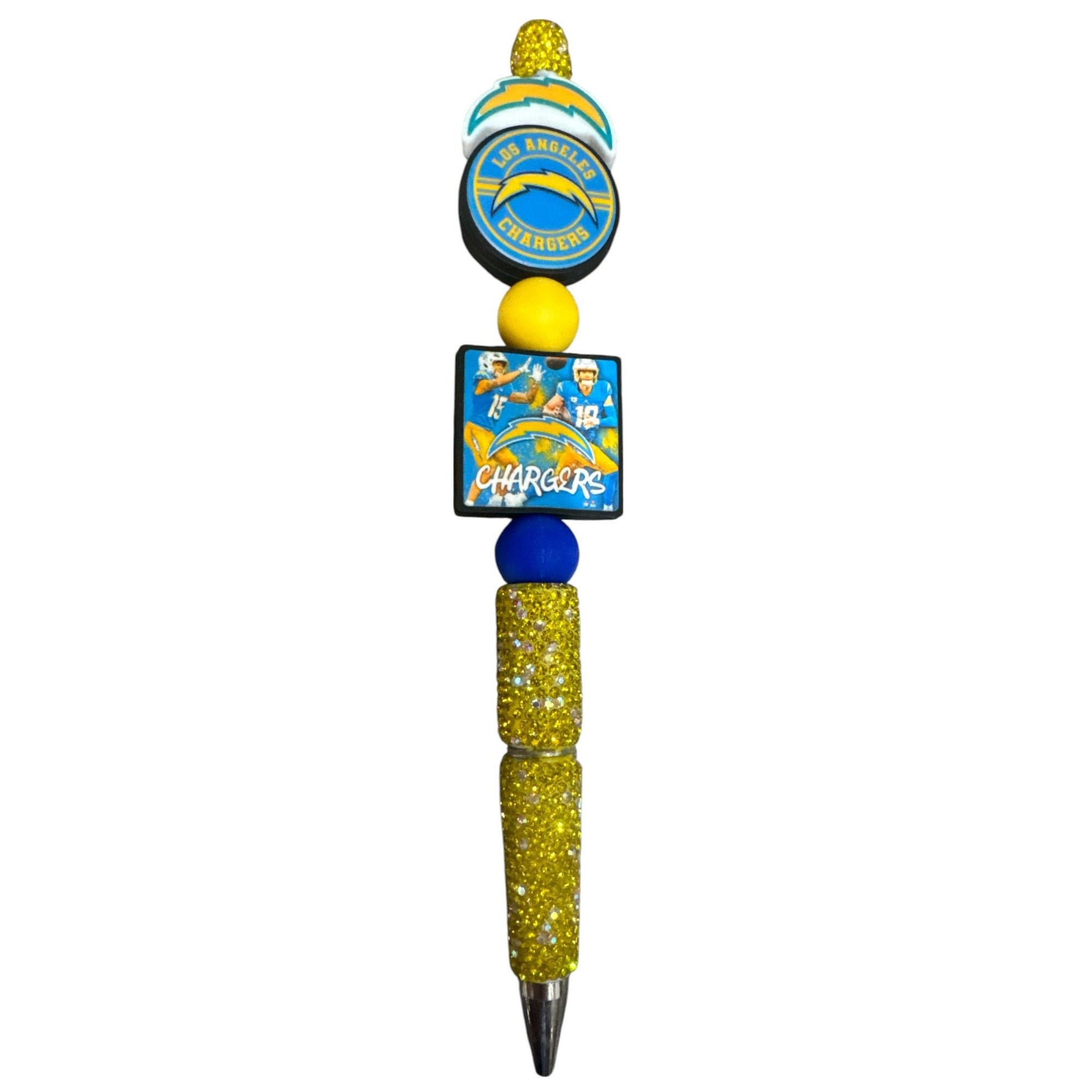 Los Angeles Chargers Beaded Glitter Pen Blue & Yellow NFL Sports Team Gift