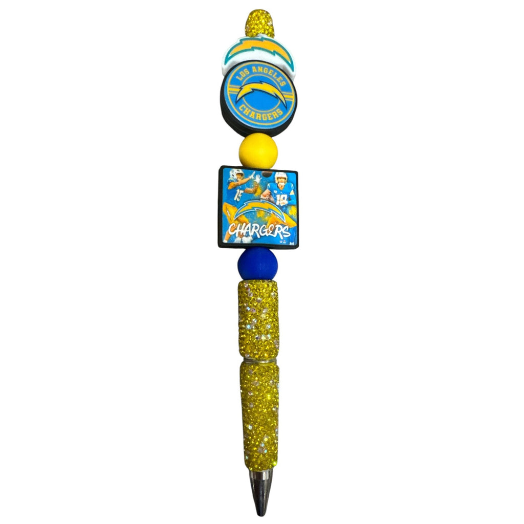 Los Angeles Chargers Beaded Glitter Pen Blue & Yellow NFL Sports Team Gift