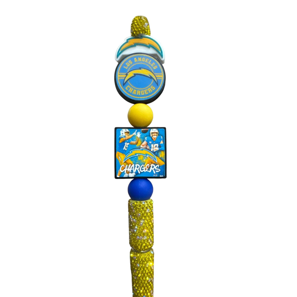 Los Angeles Chargers Beaded Glitter Pen Blue & Yellow NFL Sports Team Gift