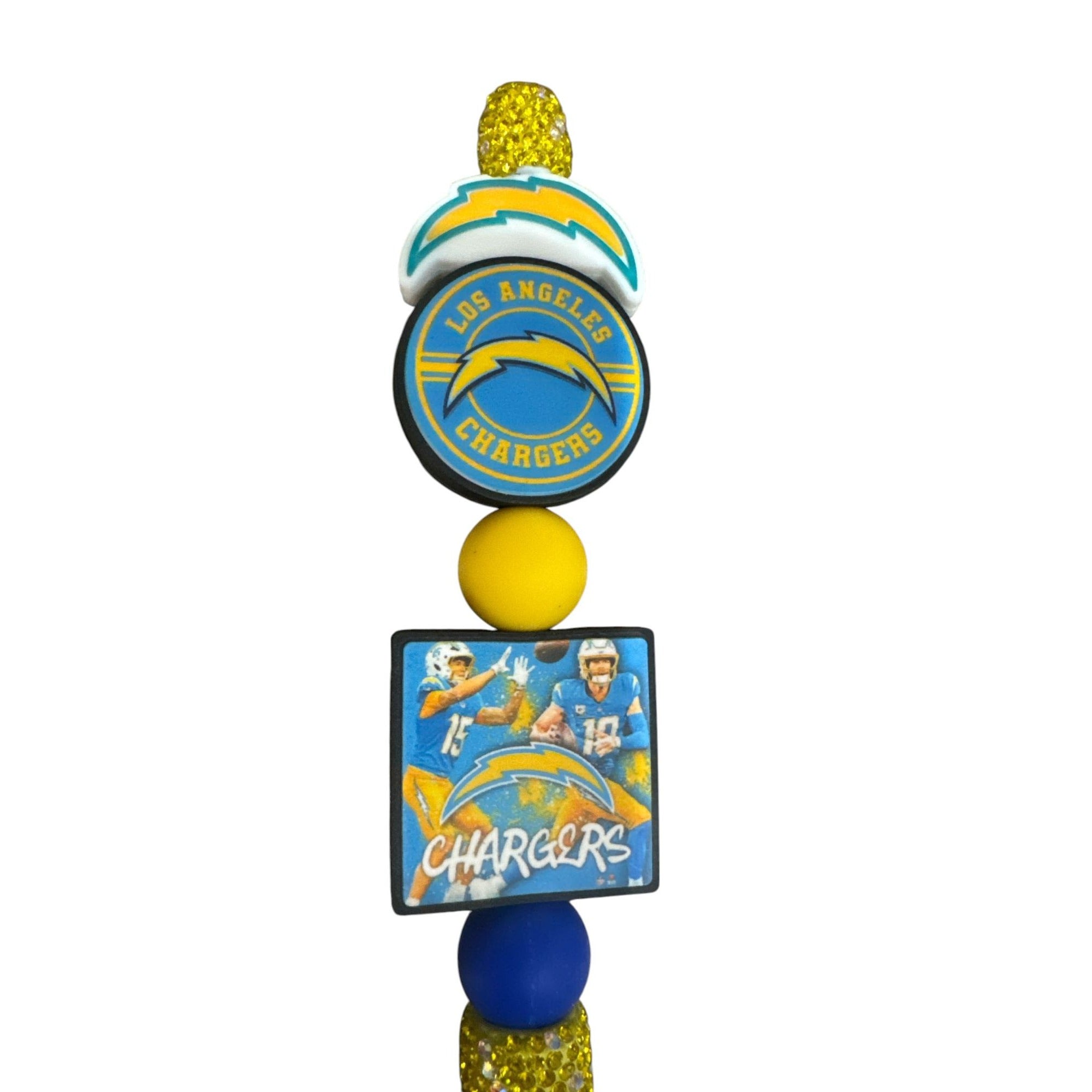 Los Angeles Chargers Beaded Glitter Pen Blue & Yellow NFL Sports Team Gift