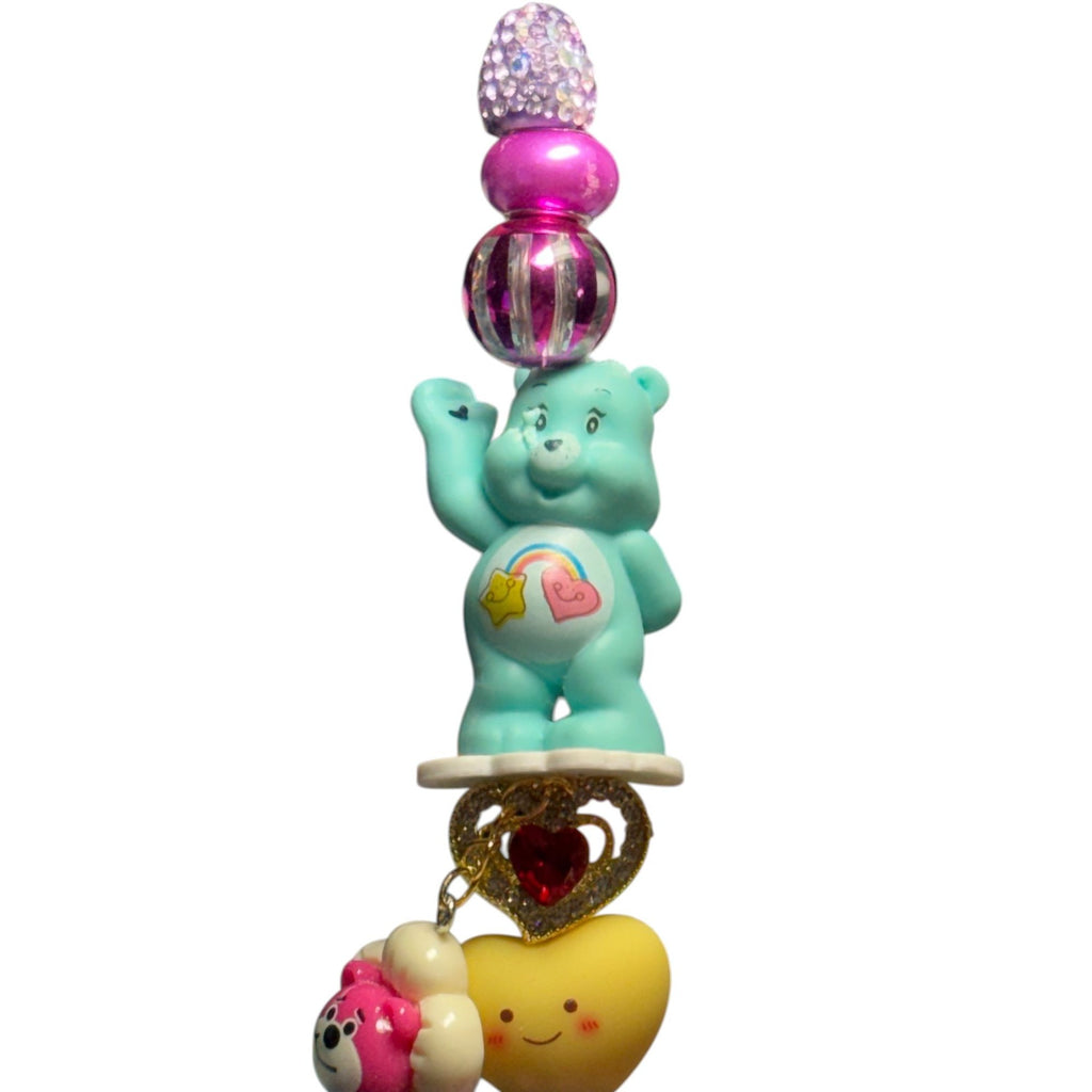 Care Bear-Themed Charm Pen With Rhinestone Grip Heart & Flower Accents Purple & Multicolor Design