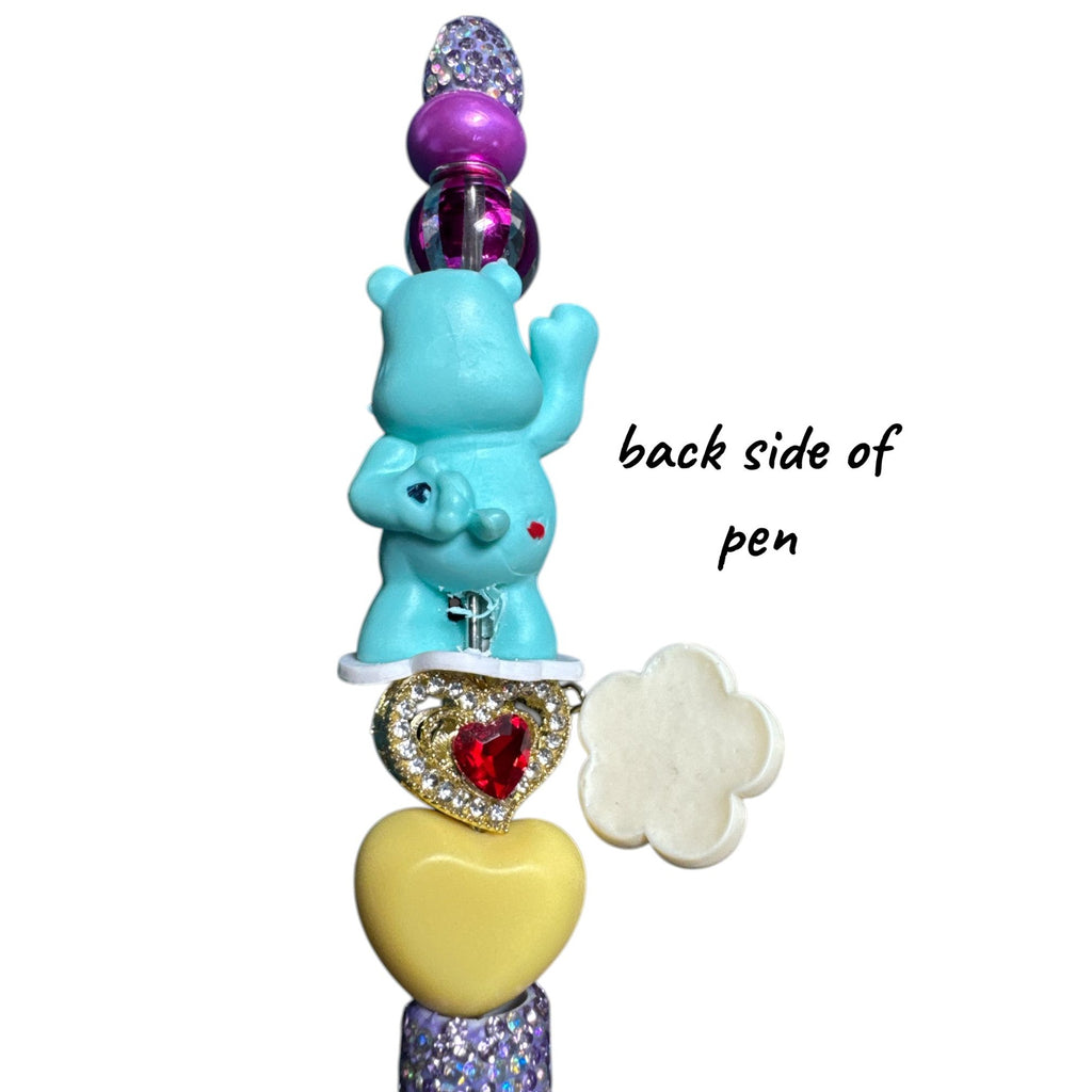 Care Bear-Themed Charm Pen With Rhinestone Grip Heart & Flower Accents Purple & Multicolor Design