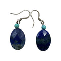 Faceted Lapis Lazuli & Turquoise Bead Drop Earrings With Silver Hooks