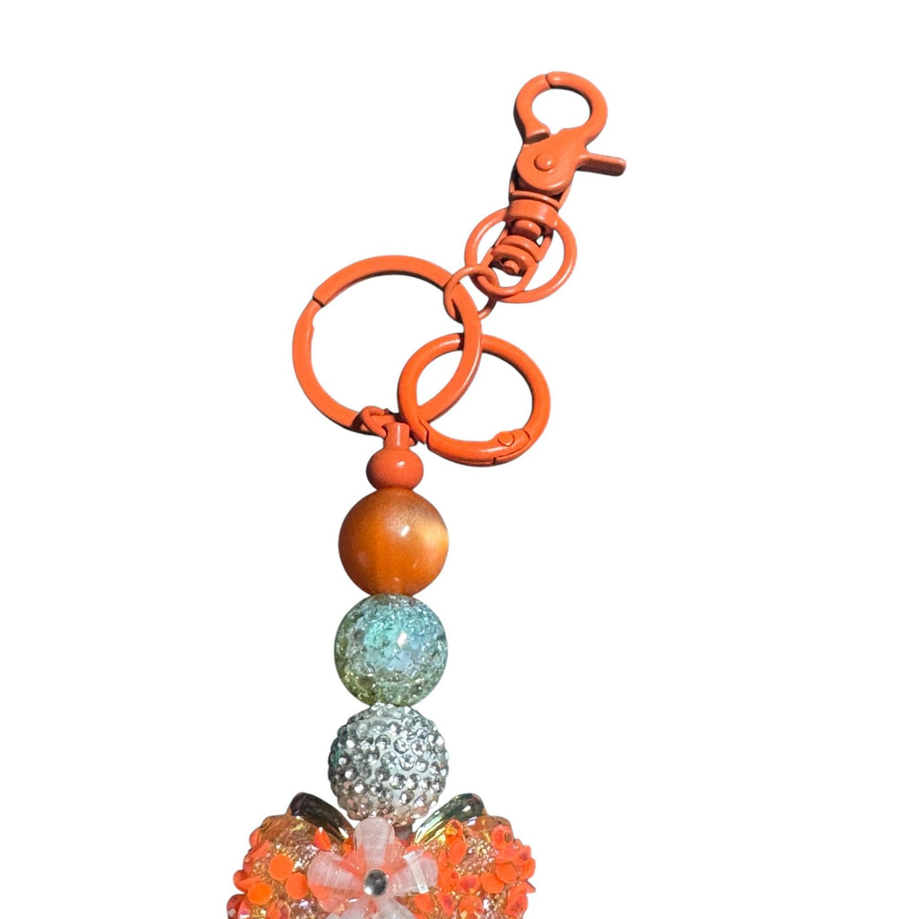Be Kind Backpack Charm With Colorful Beads & Flower Accents Orange Clip Keychain Heart Pendant Handmade Accessory