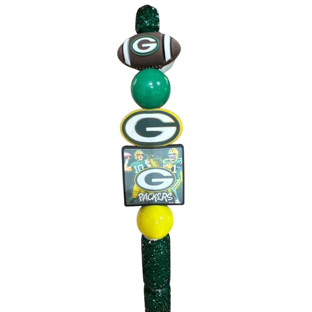 Green Bay Packers Glittery Ballpoint Pen With Decorative Accents & Team Logo