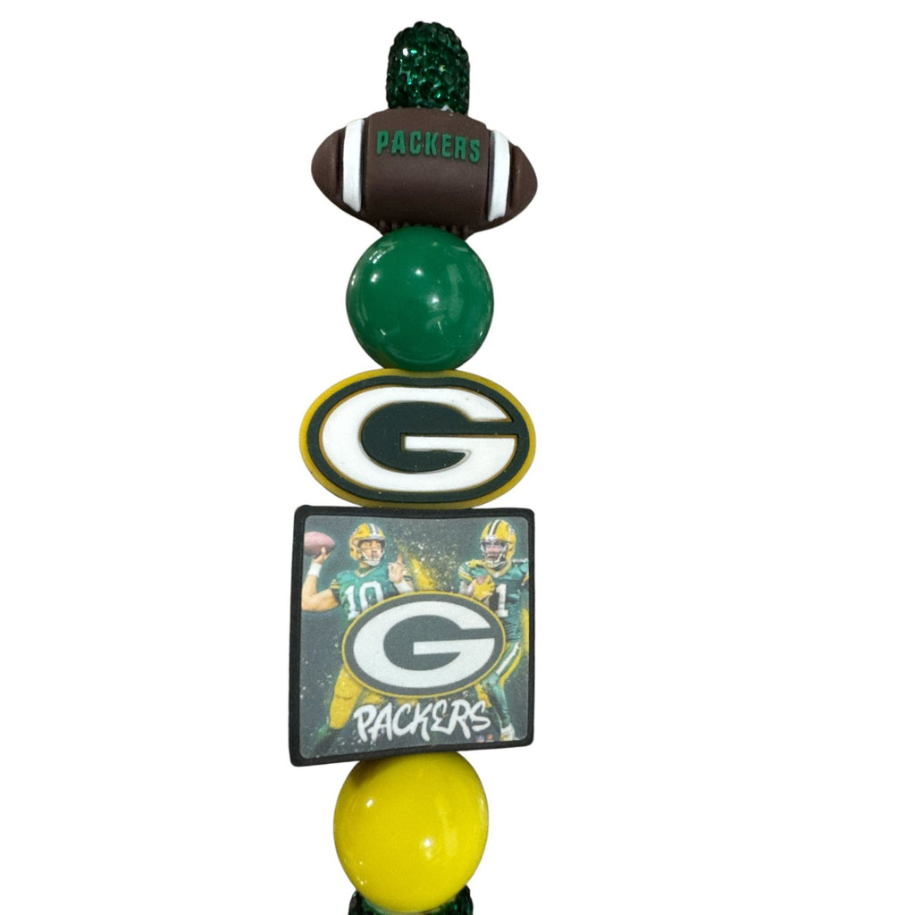 Green Bay Packers Glittery Ballpoint Pen With Decorative Accents & Team Logo