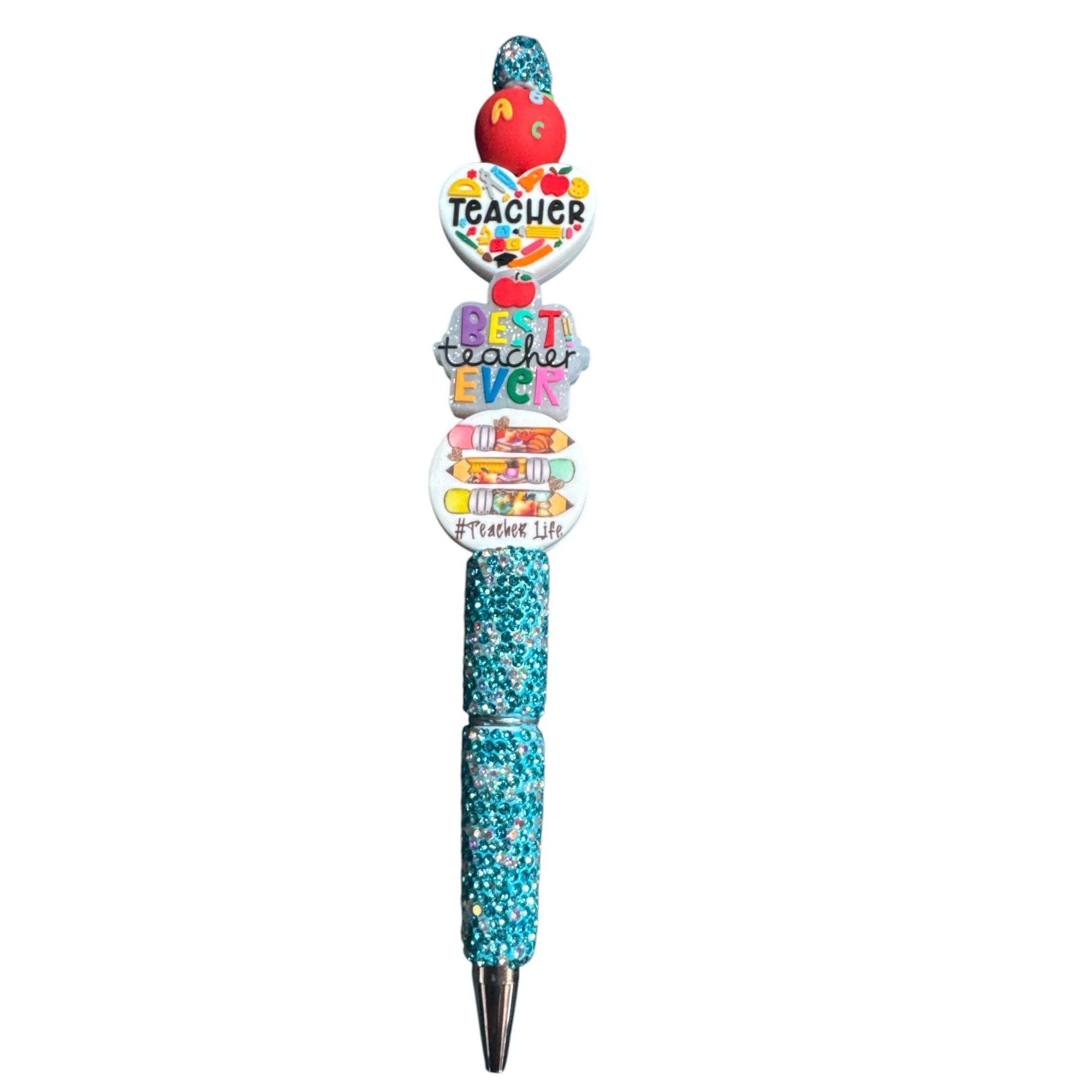 Teacher Appreciation Glitter Pen With Fun Charms - Best Teacher Ever Gift Idea