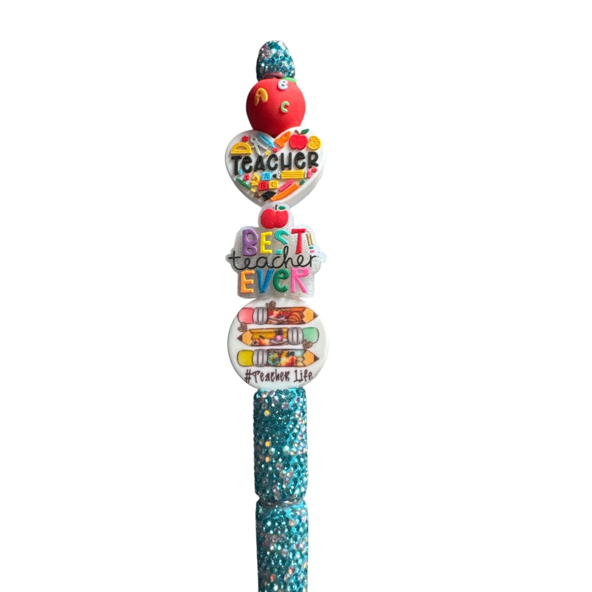 Teacher Appreciation Glitter Pen With Fun Charms - Best Teacher Ever Gift Idea