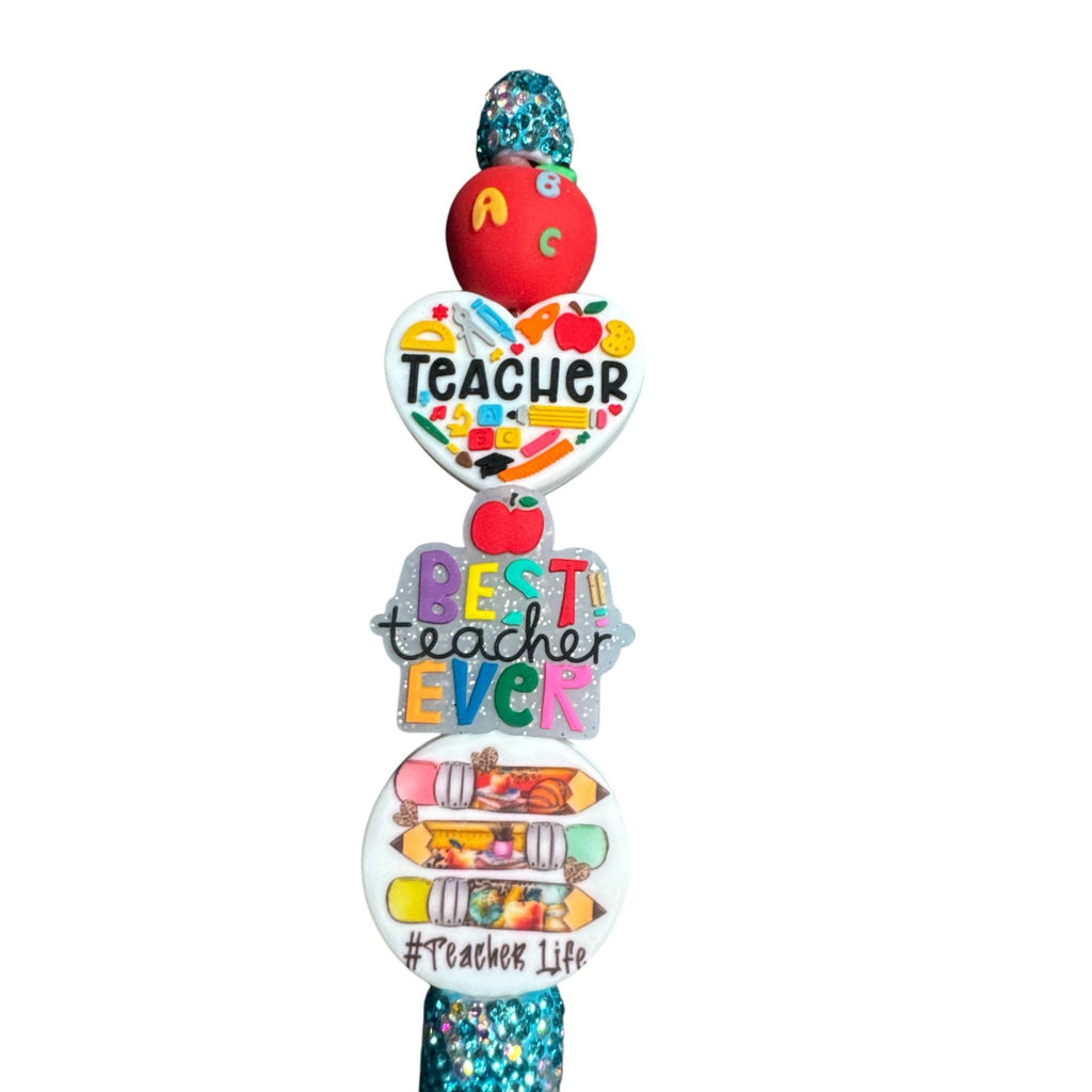 Teacher Appreciation Glitter Pen With Fun Charms - Best Teacher Ever Gift Idea