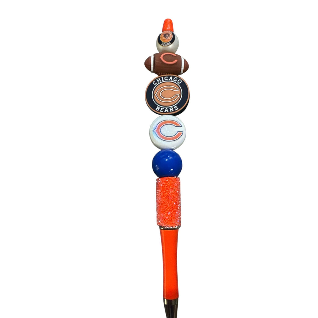 Chicago Bears Beaded Pen With Team Logo & Football-Themed Design Blue & Orange Colors