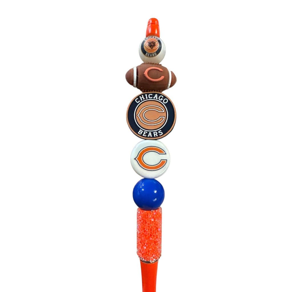 Chicago Bears Beaded Pen With Team Logo & Football-Themed Design Blue & Orange Colors