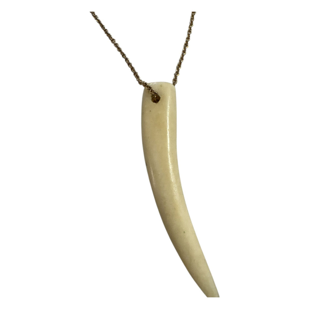 Bone Pendant Necklace With Gold-Tone Chain - Minimalist Design For Everyday Wear