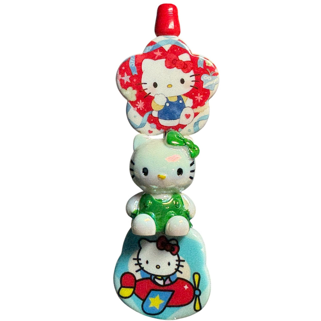 Hello Kitty Red Furry Pen With Decorative Charms & Iconic Designs For Writing Or Collecting