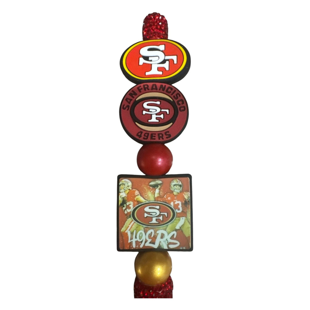 San Francisco 49ers Glitter Pen With Team Logo & Beads - NFL-Themed Office Supply