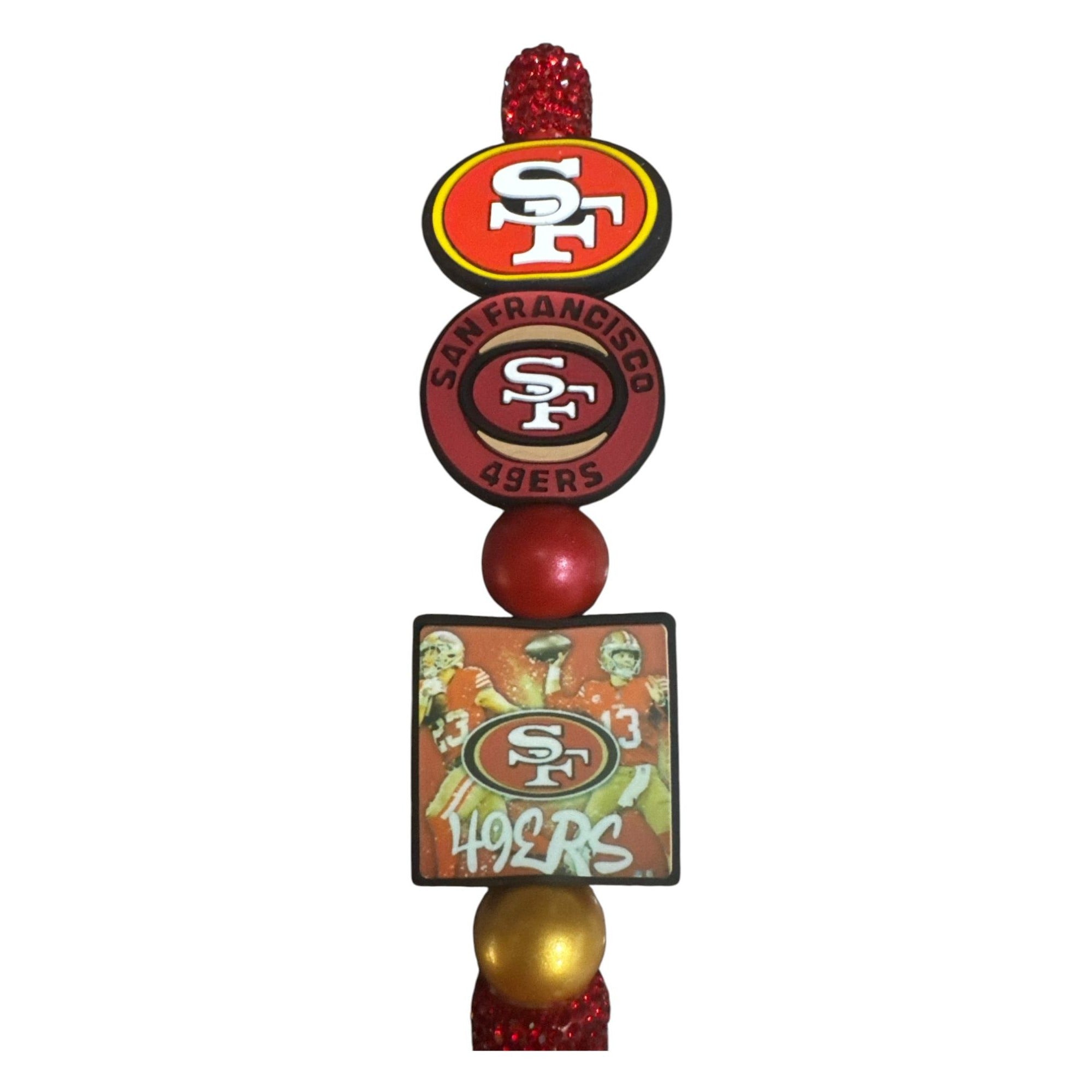 San Francisco 49ers Glitter Pen With Team Logo & Beads - NFL-Themed Office Supply