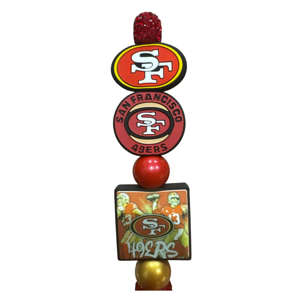 San Francisco 49ers Glitter Pen With Team Logo & Beads - NFL-Themed Office Supply