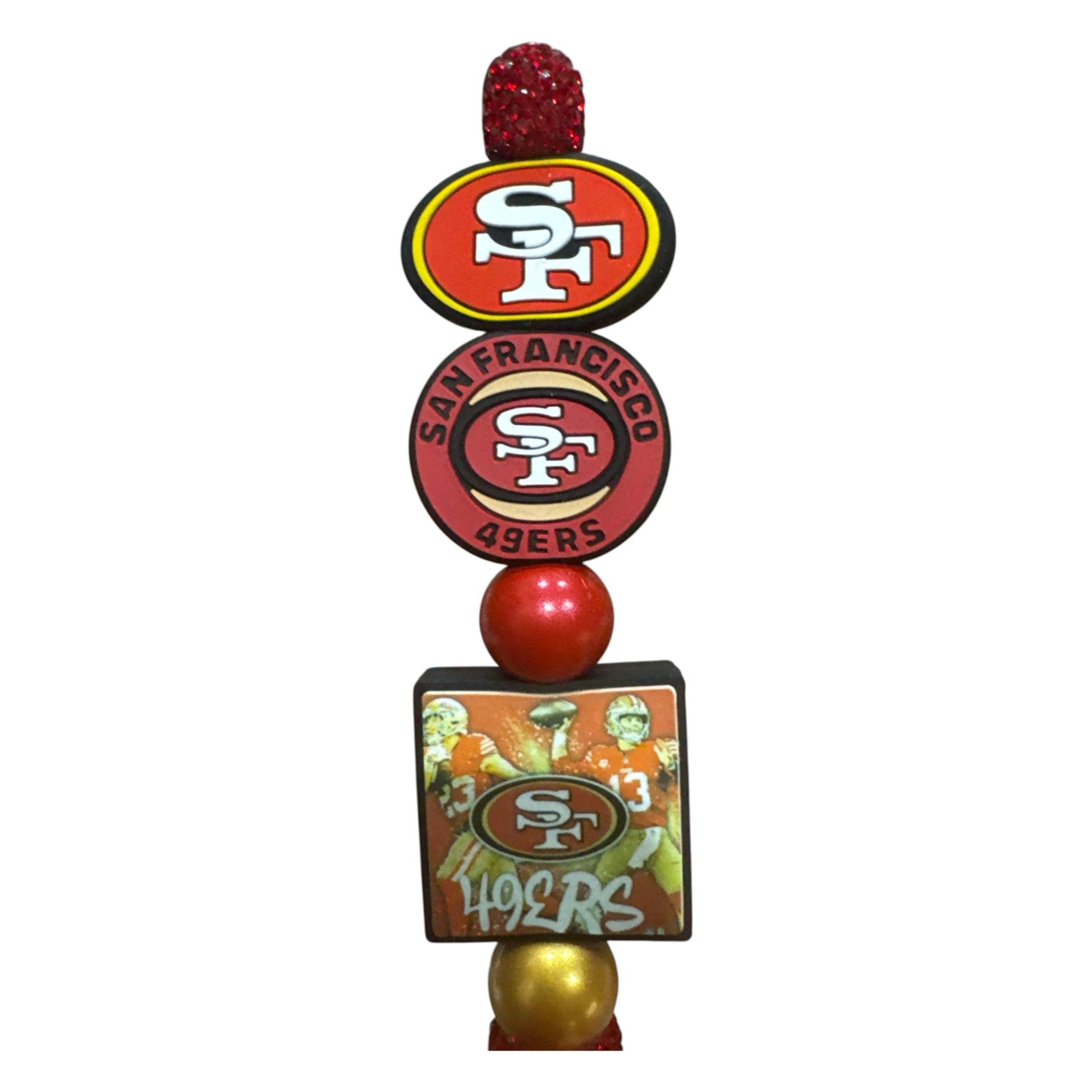 San Francisco 49ers Glitter Pen With Team Logo & Beads - NFL-Themed Office Supply