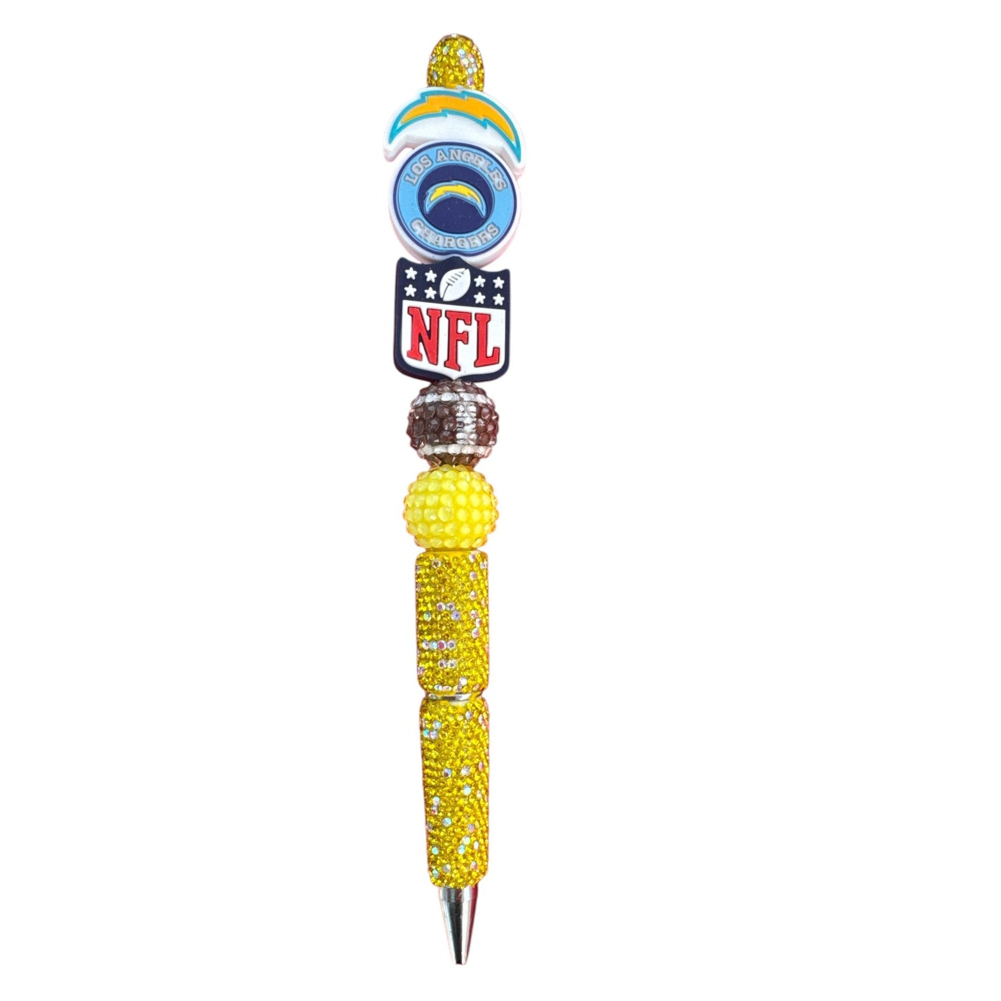 Los Angeles Chargers Glitter NFL Ballpoint Pen With Yellow Rhinestones