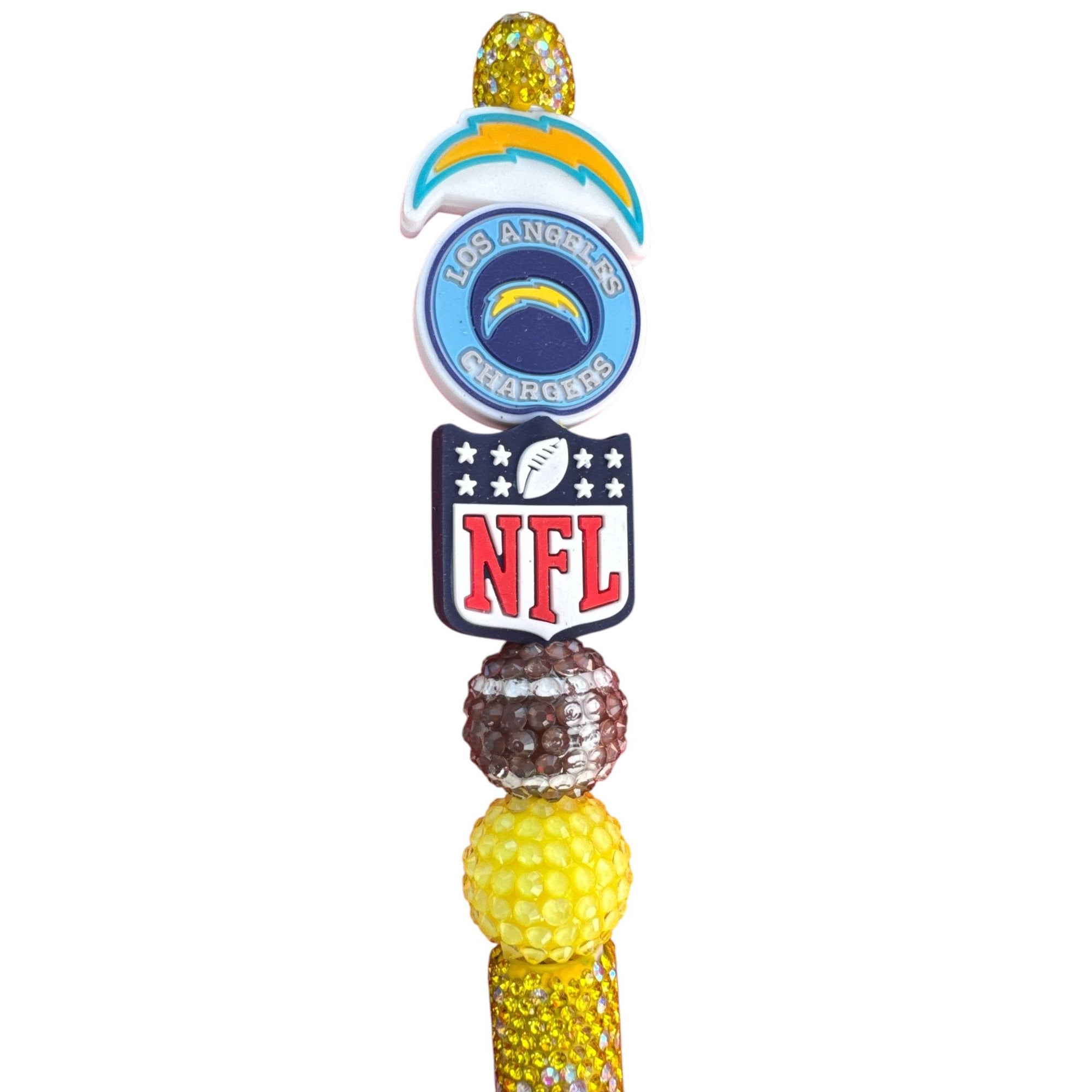 Los Angeles Chargers Glitter NFL Ballpoint Pen With Yellow Rhinestones
