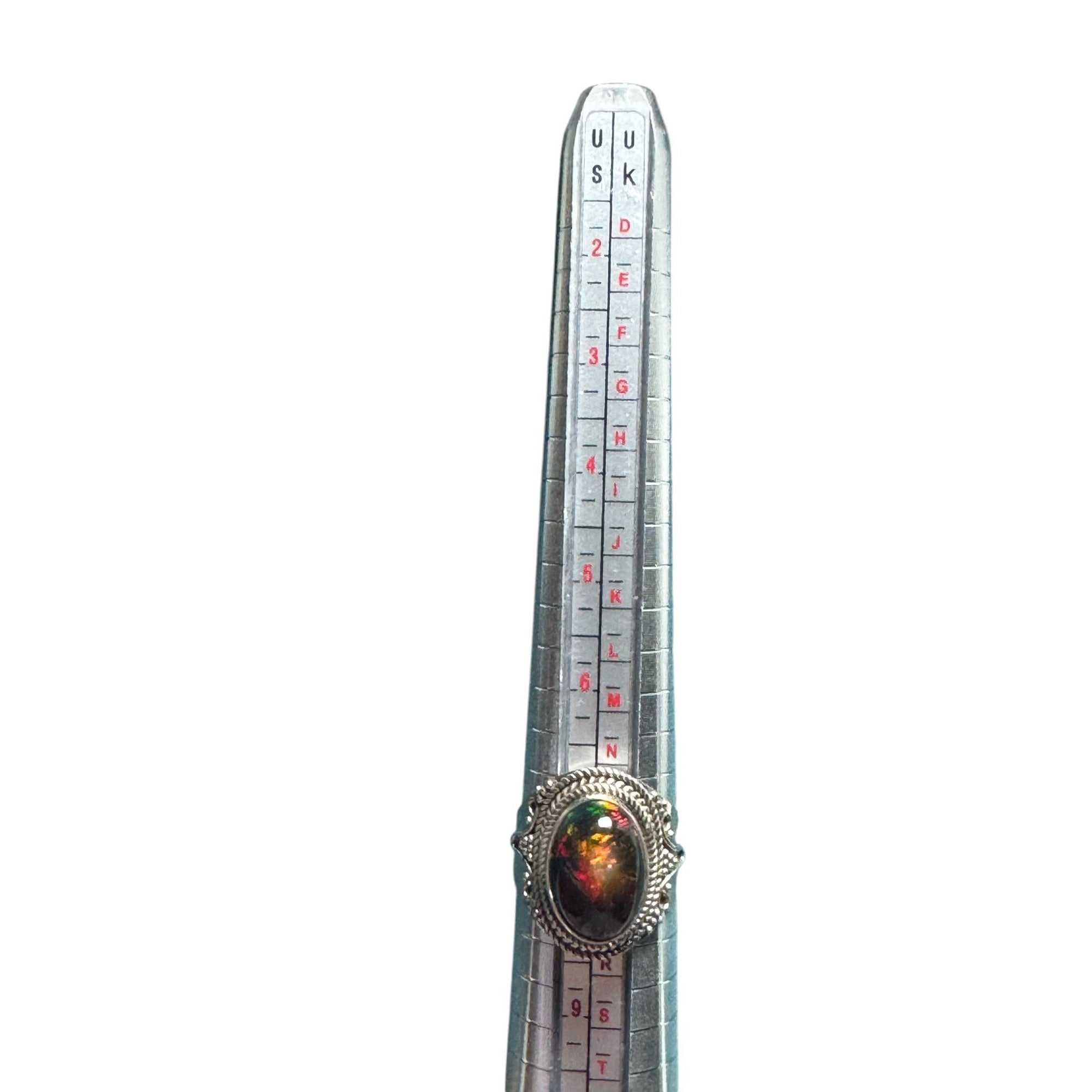 Vintage Sterling Silver Ring With Fiery Opal Gemstone Intricate Detailing Statement Jewelry